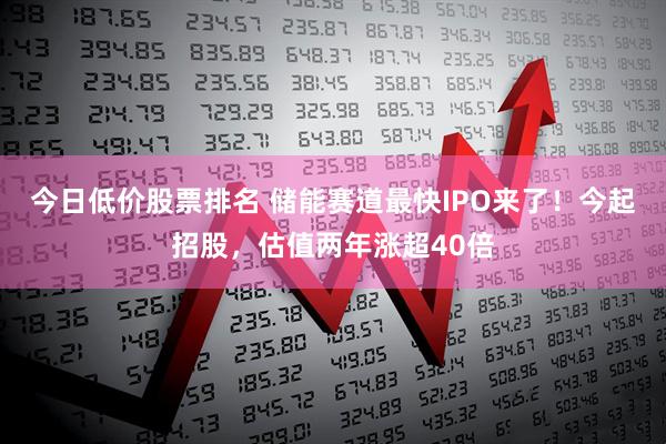 今日低价股票排名 储能赛道最快IPO来了!今起招股,估值两年涨超40倍